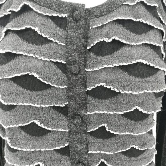 A'reve Ruffle Gray Cardigan Sweater Size M Anthro - Picture 6 of 13